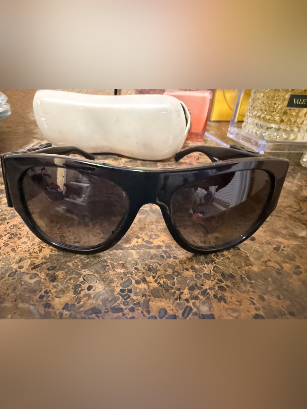 CHANEL Black Sunglasses with Blue Temples